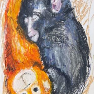 Two monkeys forming yin-yang
