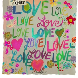 A painting of the word love written in different colors.