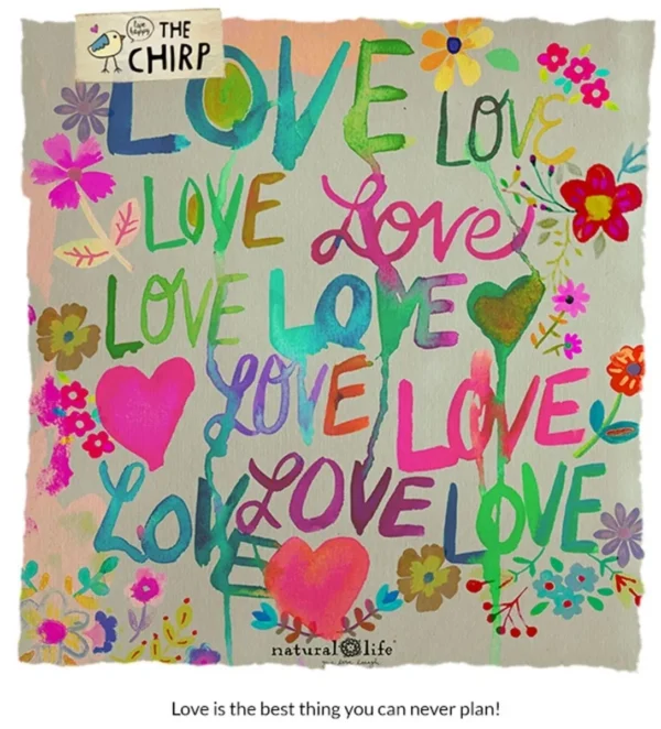 A painting of the word love written in different colors.