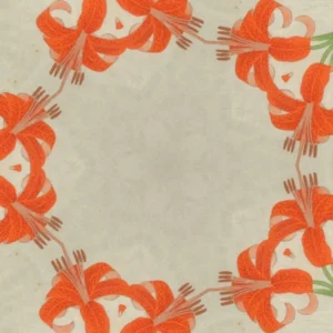 Orange lilies in a symmetrical pattern design.