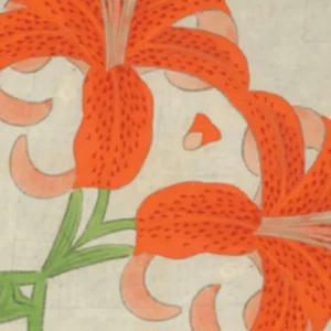 Illustration of vibrant orange lilies on stem.