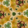 Abstract yellow flower kaleidoscope pattern design.