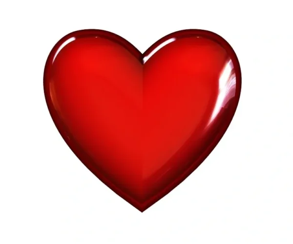 Shiny red heart symbol.