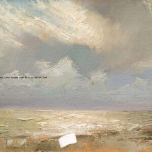 A serene seascape with soft clouds and calm waters under a muted sky.