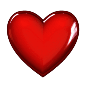 A shiny red heart symbol representing love.