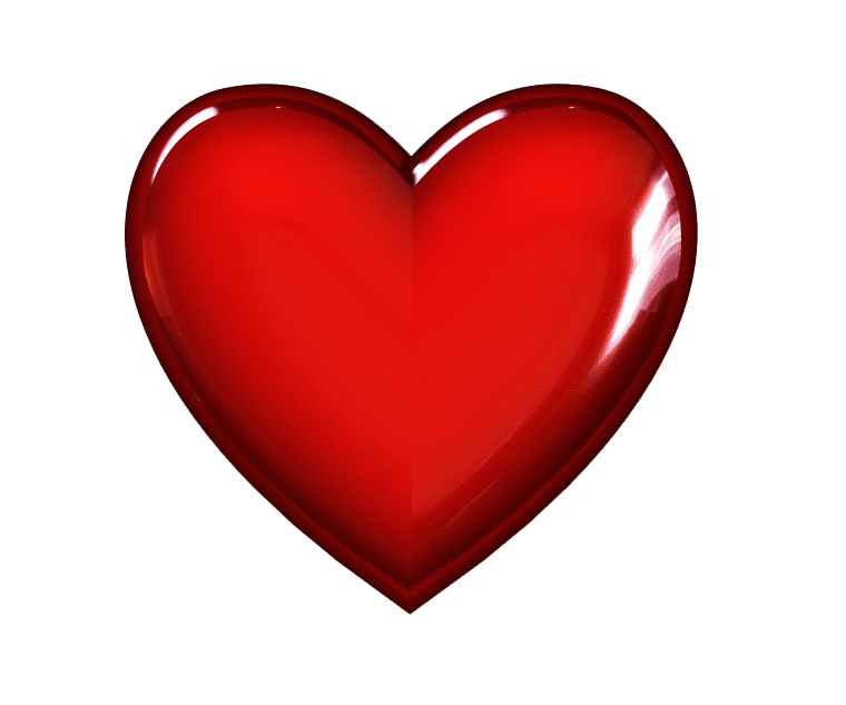 A shiny red heart symbol representing love.
