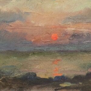 Sunset painting with reflections on water