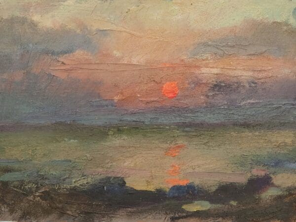 Sunset painting with reflections on water