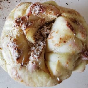 Close-up of baked apple pastry
