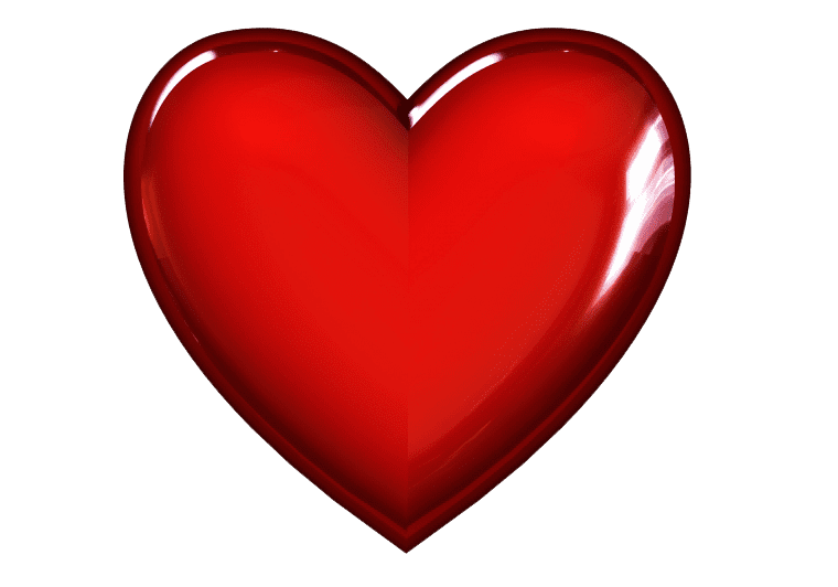 A shiny red heart symbol representing love.